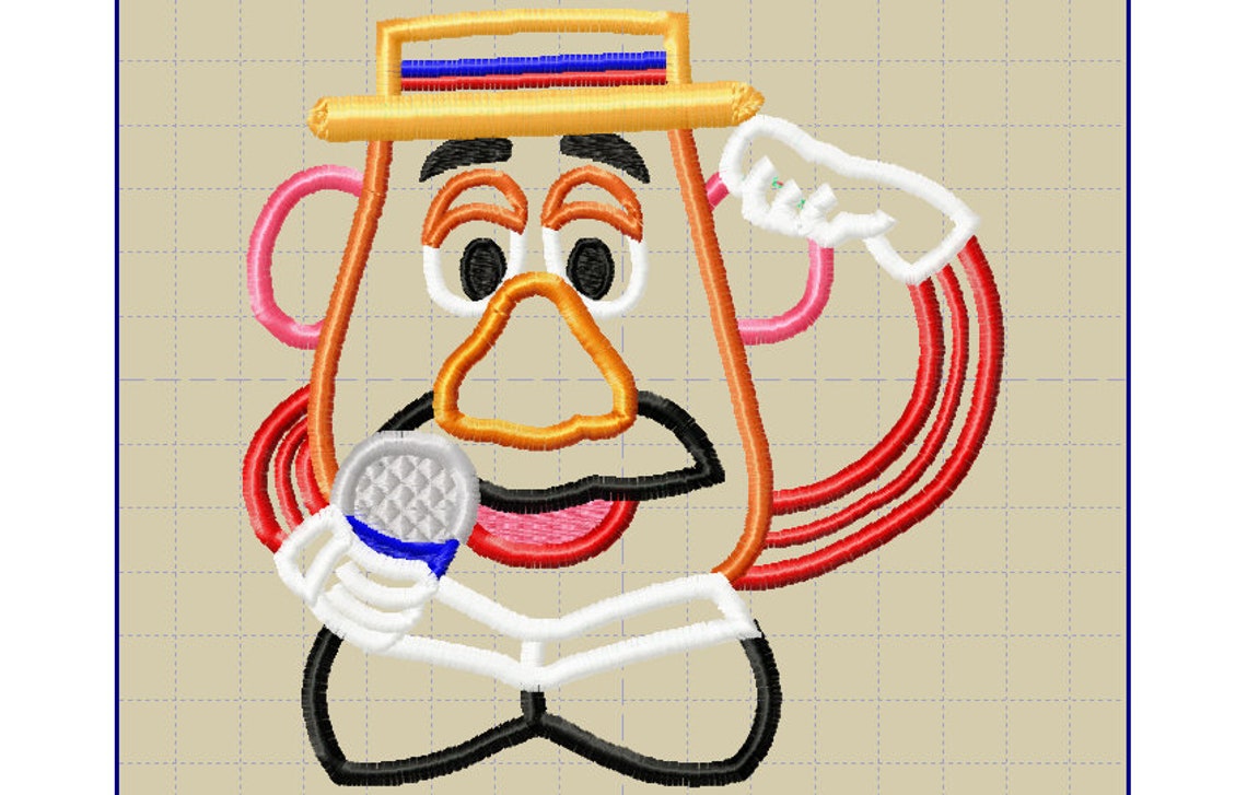 Mr Potato Head Toy Story Midway Mania Applique Design 5x7 and 6x10 ...