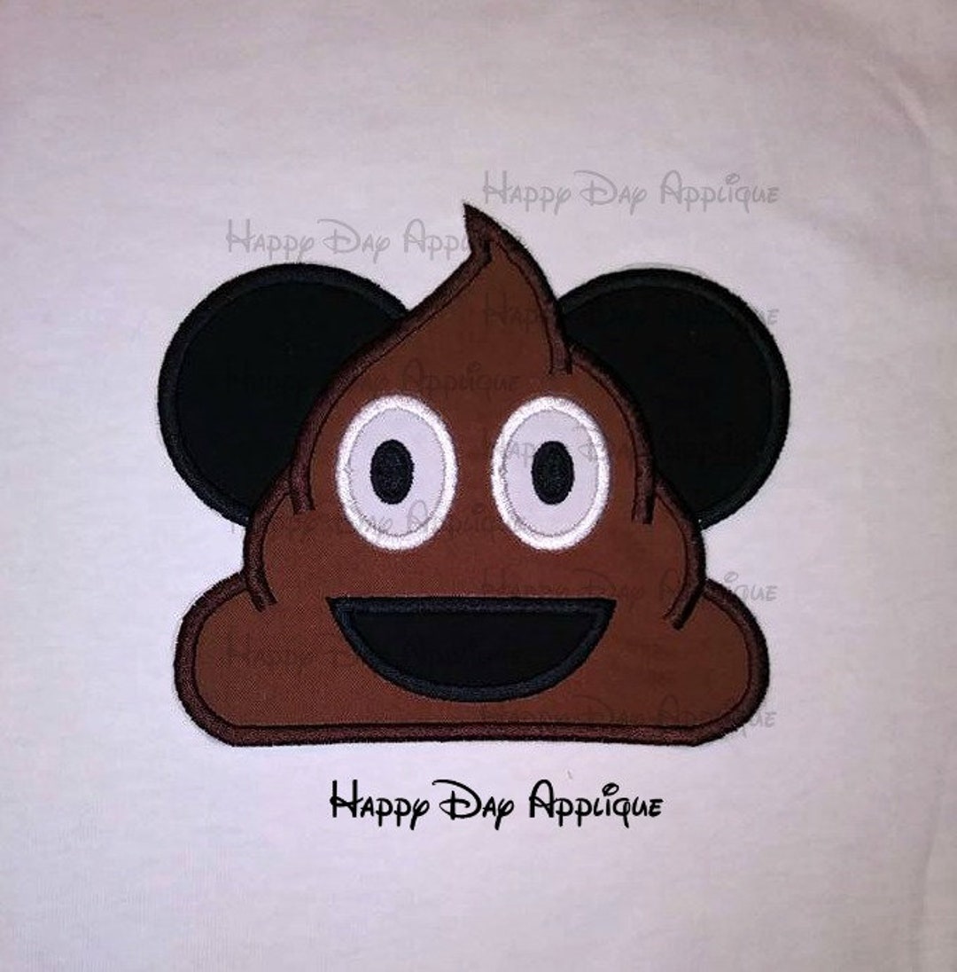 Mickey Mouse Poop Emoji Applique Design 5x7 and 6x10 Instant image