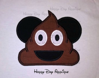 Mickey Mouse Poop Emoji Applique Design 5x7 and 6x10 Instant Download Happy Day Applique