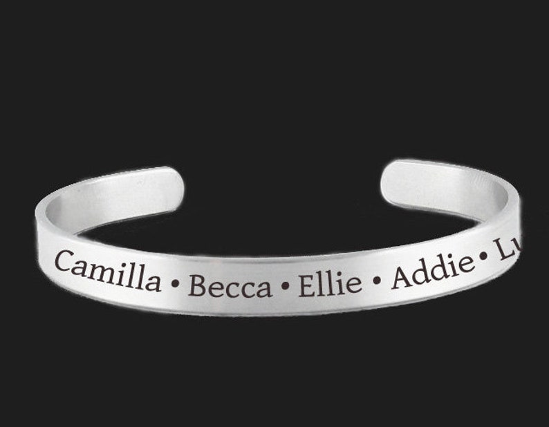 Engrave Jewelry Engraved Jewelry Stamped Name Bracelet Mother/'s Day Personalized bracelet Personalize Silver Cuff Friendship Bracelet