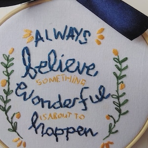 Hoop Art Quote, Hand Embroidered Wall Art, Motivational Quote, Hoop Wall Hanging, Positive Quote, Inspiration Quote,