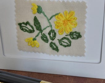 Hand Stitched Flower Greeting Card: Handmade Embroidered Design