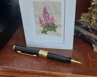 Hand Stitched Flower Greeting Card: Handmade Embroidered Design