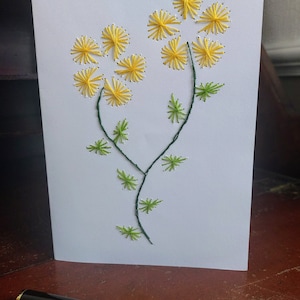 Hand Stitched Daisy Card: Blank A5 Greeting Card