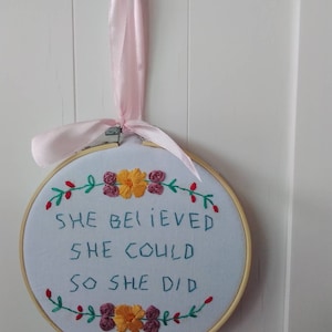 Hoop Art Quote, Hand Embroidered Wall Art, Motivational Quote, Hoop Wall Hanging, Positive Quote, Inspiration Quote,