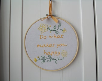 Hoop Art Quote, Hand Embroidered Wall Art, Motivational Quote, Hoop Wall Hanging, Positive Quote, Inspiration Quote,