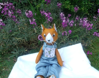 Luna Lapin Cat, Luna Lapin&#39;s Friends, Luna Lapin Heirloom/keepsake, Hand made Cat in Dungarees. Clementine the Cat