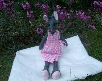 Luna Lapin Mouse, Luna Lapin&#39;s Friends, Luna Lapin Heirloom/keepsake, Hand made Mouse in cotton dress, Wilhelmina the mouse,