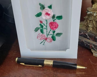 Hand Stitched Flower Greeting Card: Embroidered Any Occasion Card