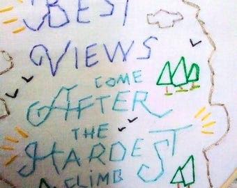 Hand Embroidered Hoop Art: Motivational Quote Wall Hanging (6 inch)