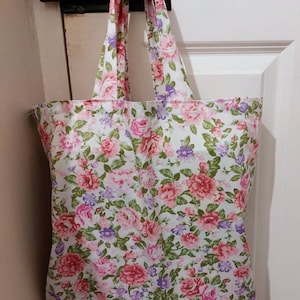 Floral Cotton Tote Bag: Reusable Shopping Bag