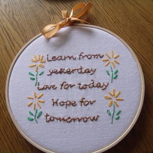 Hoop Art Quote, Hand Embroidered Wall Art, Motivational Quote, Hoop Wall Hanging, Positive Quote, Inspiration Quote,