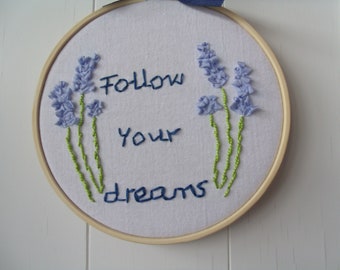 Hoop Art Quote, Hand Embroidered Wall Art, Motivational Quote, Hoop Wall Hanging, Positive Quote, Inspiration Quote,