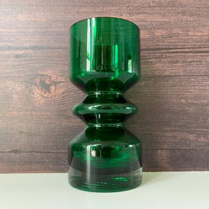 Riihimaki Green Hooped Glass Vase Tamara Aladin 1472 1960s 1970s Scandinavian Finnish Retro