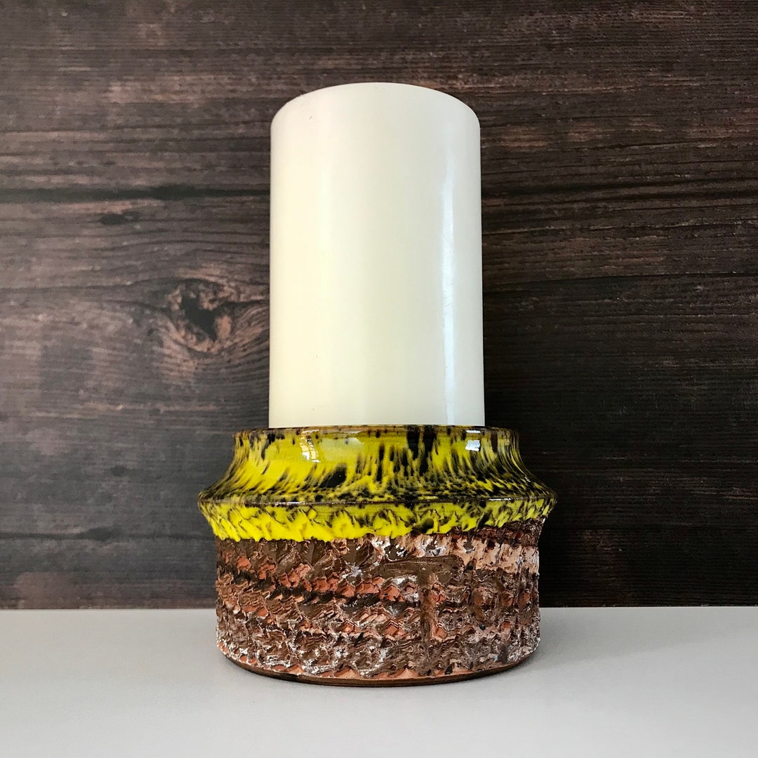 Faxe Danish Yellow Ceramic Candle Holder Fat Lava 1970s Etsy Denmark