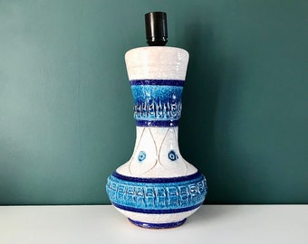 LARGE Bitossi White Rimini Blue Pottery Table Lamp Ceramic Bedside 1960s 1970s