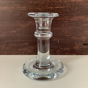 Vintage Holmegaard Amor Danish Clear Glass Candleholder 1970s Scandinavian Candlestick