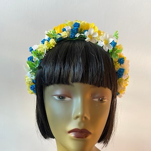 Stunning Subtle Flower Crown! Blue & Yellow flower headpiece costume