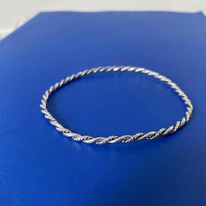 Twisted sparkling vintage silver bangle for her