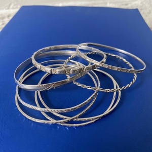 Set of 8 Beautiful Silver Bangles from the 1970s