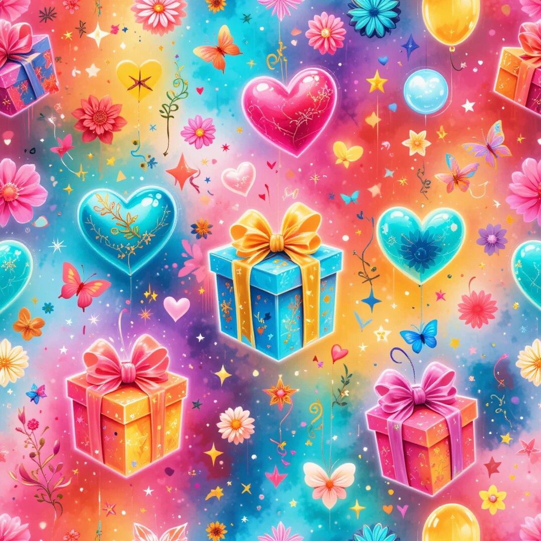 110 Neon Drip Seamless Patterns: Watercolor Hearts, Flowers, Gifts ...