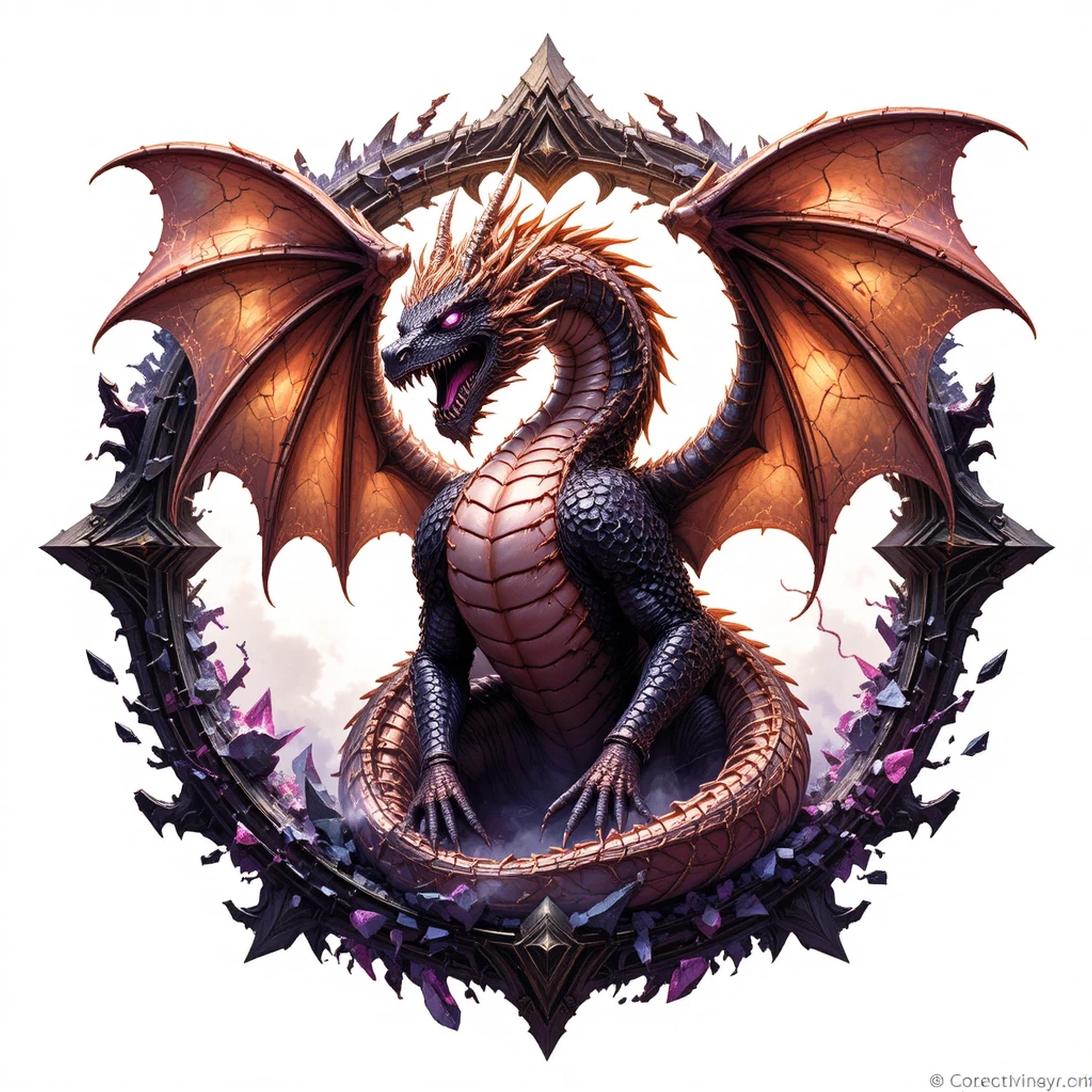 Mythic Design 150 -realistic Fantasy Dragon Logo Art | High-detail Mythic ...