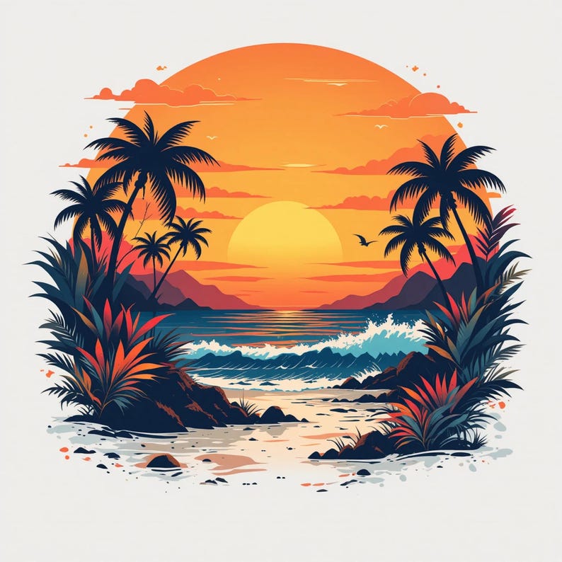 80+ Tropical Summer Clipart Bundle Beach Palm Trees Sun PNG Vacation ...