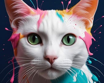 110+ Colorful Abstract Cat PNG Art Designs Digital Download Bundle Cat Illustrations Clipart T-Shirts Posters Wall Art Set