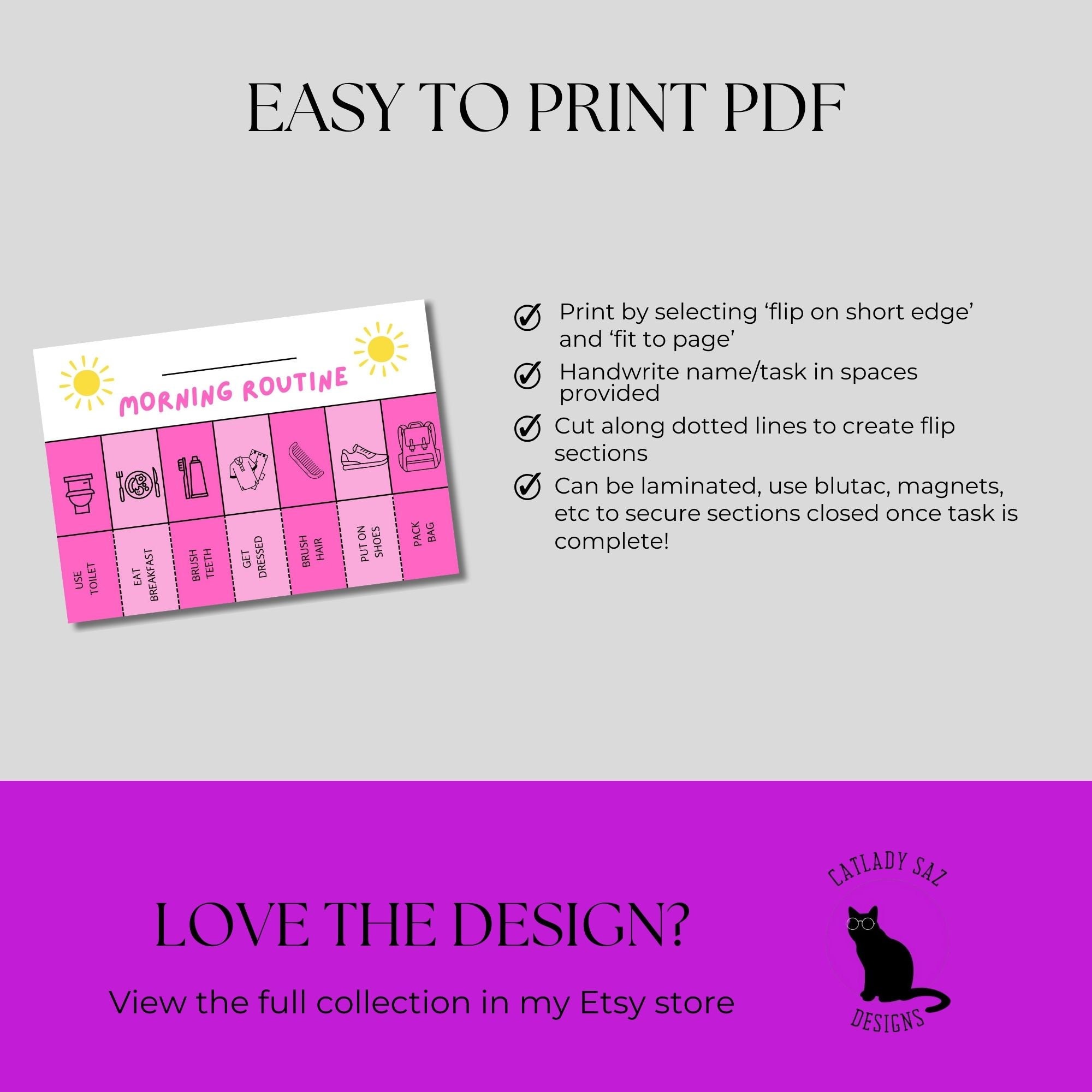 Pink Daily Routine Flip Chart: Toddler Visual Schedule (non-editable ...
