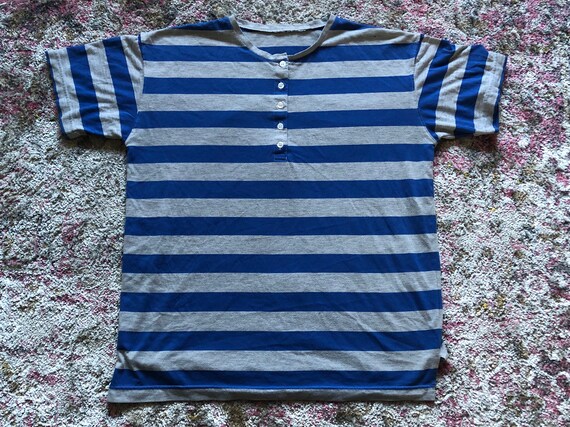 Vintage Blue & Grey Striped Shirt 1990s
