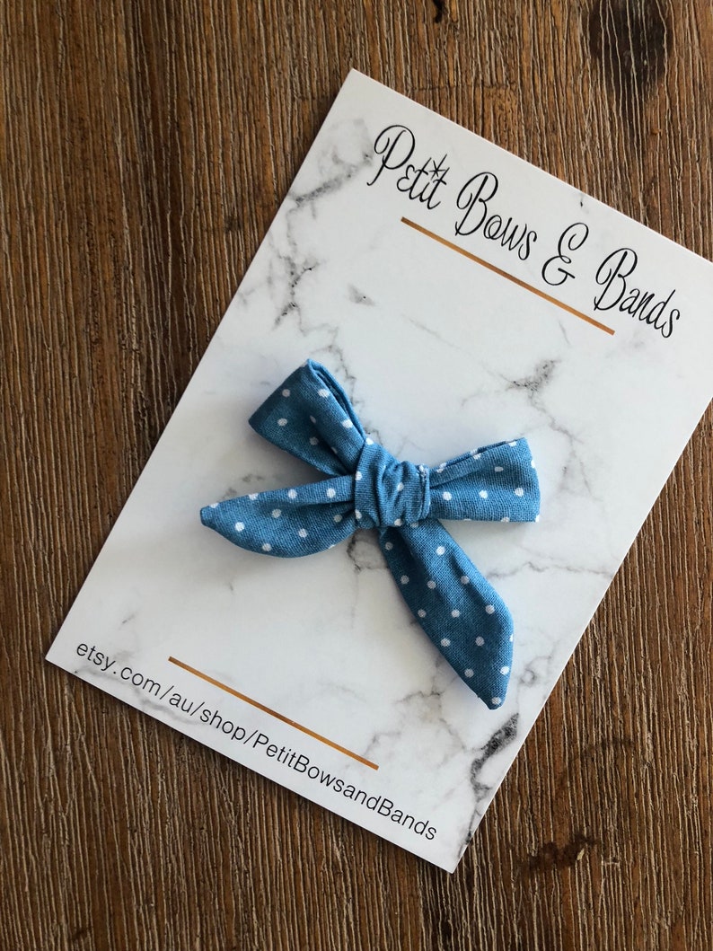 Blue white polka dot bow bow headband fabric polka dot bow bow hair clip |