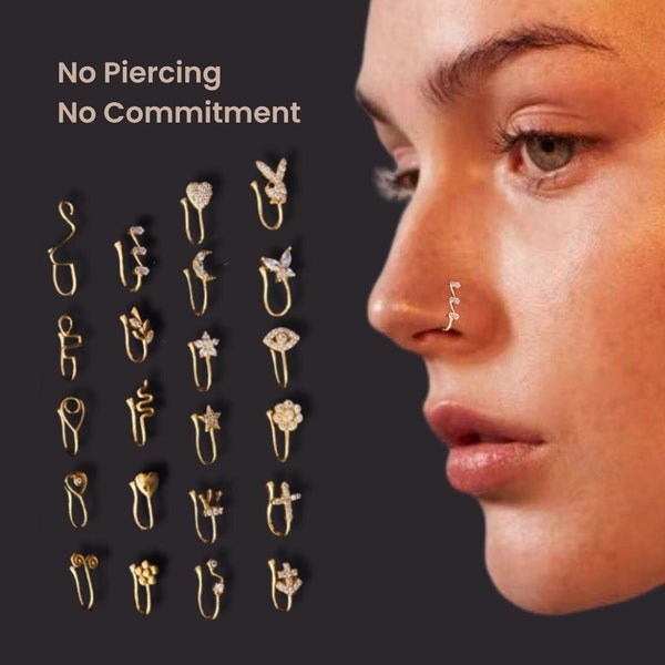 SERIES A - Adjustable Fake Nose Ring(No Piercing Required), Bunny Nose Ring, Non Piercing Nose Ring, Faux Nose Ring, Festival Body Jewelry