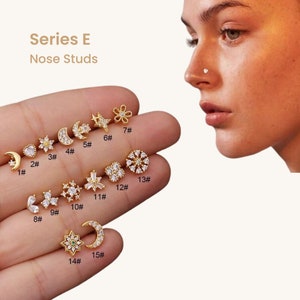 SERIES E - Trendy Dainty 20G Nose Stud (Piercing Required), Dainty Nose Stud, Nose Piercing, Nose Jewelry, Mini Nose Stud, Nose Stud