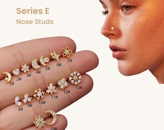 SERIES E - Trendy Dainty 20G Nose Stud (Piercing Required), Dainty Nose Stud, Nose Piercing, Nose Jewelry, Mini Nose Stud, Nose Stud