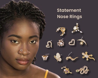 Dramatic Nose Stud, SERIES F - 20G Statement Nose Stud (Piercing Required), Big Nose Stud, Big Nose Piercing, Nose Jewelry, Larger Nose Stud