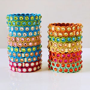 Small Crystal Enamel Tile Beads, Jewel Colorblock Bracelets, Enamel Beads, Trendy Tila, Stretch Bracelets, Bracelets, Tile Beads