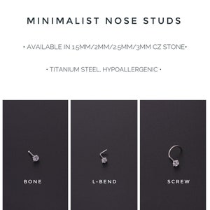 1.5mm/2mm/2.5mm/3mm Tiny CZ Nose Ring, 20G Minimalist Nose Stud, Barely There Nose Pin, Titanium Steel Nose Ring, Mini Nose Ring, SERIES G image 8