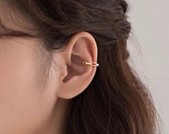 No Piercing, Sparkly CZ Link Ear Cuff, Chic Gold / Silver Ear Cuff, Minimalist Gold Ear Cuff, Ear Wrap, Mini Ear Cuffs