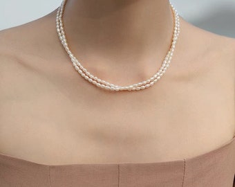 3mm Quality Genuine Freshwater Pearl Double Layer Choker, Wedding Pearl Bracelet, Wedding Accessories, Wedding Necklace, Bridesmaid Gifts