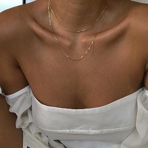 18K Gold Plated Thin Layering Necklace / Bracelet, Snake Chain Necklace, Thin Herringbone Chain, Simple Chain Necklace, Gold Layering Piece