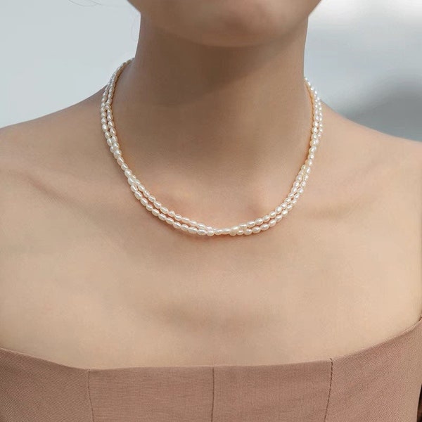 3mm Quality Genuine Freshwater Pearl Double Layer Choker, Wedding Pearl Bracelet, Wedding Accessories, Wedding Necklace, Bridesmaid Gifts