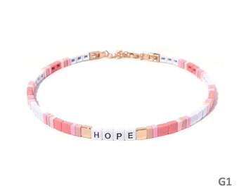 6mm HOPE Enamel Tile Beads Choker (Series G), Tila Tile Choker, Colorblock Necklace, Enamel Beads Choker, Trendy Tila, Tile Beads Choker