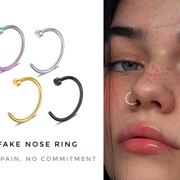 SERIES O - Multiway Hoops, Fake Hoop Nose Ring, Fake Lip Ring, Open Hoop Earrings, Tiny Jacket Earring, Clip On Nose Ring, Faux Nose Ring