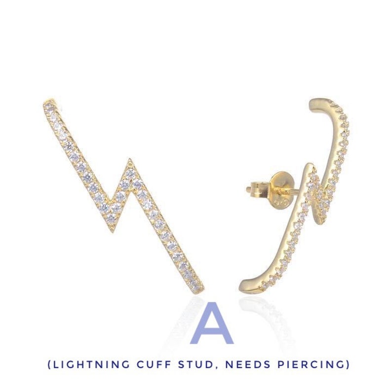 Goldplated Lightning CZ Earrings / Ear Cuffs Lighting Ear Etsy