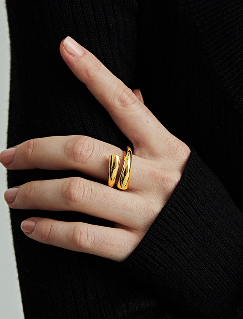 18K Gold Plated Thick Ring, Chunky Rings, Chic Gold Ring, Simple Ring, Quality Statement Ring, Gold Vintage Ring, Silver Chunky Ring image 1