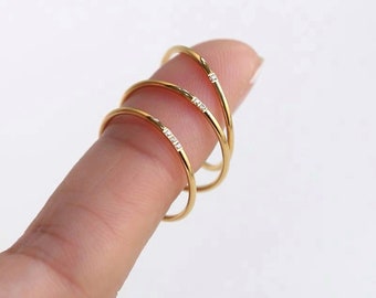 Anello in pietra CZ ultra sottile placcato oro 18K, anello minimalista placcato oro 18K, anello impilabile minimalista, anello d'oro Midi, anello impilabile delicato