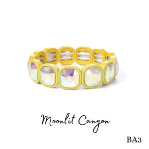 Nature-Inspired Oversized Crystal Stretchy Enamel Tile Bracelets, Opal Bracelets, Bridesmaid Bracelets, Colorblock Stacking Bracelets BA Moonlit Canyon (BA3)