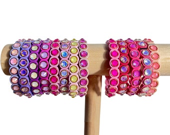 Small Crystal Rose Garden Enamel Tile Bracelet Sets, Colorblock Bracelets, Tile Beads Bracelets, Stacking Bracelets, EB0010