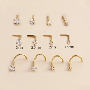 1.5mm/2mm/2.5mm/3mm Tiny CZ Nose Ring, 20G Minimalist Nose Stud, Barely There Nose Pin, Titanium Steel Nose Ring, Mini Nose Ring, SERIES G image 9