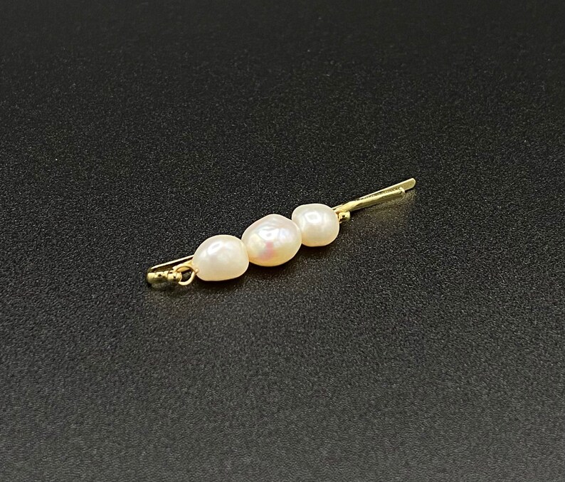 Pince à cheveux perle baroque d'eau douce en or ou argent, barrette perle véritable, accessoire de cheveux de mariage, cadeaux de demoiselle d'honneur, cadeau Hen Do Barrette 1 Hair Clip